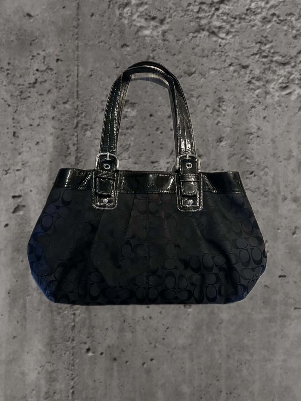 Vintage Coach canvas and leather handbag